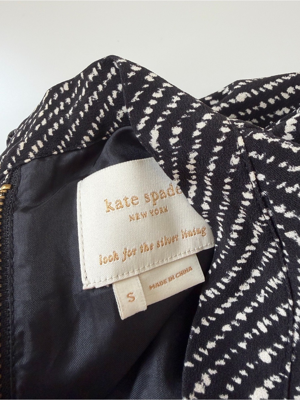 KATE SPADE 100% SILK HERRINGBONE TIE FRONT DRESS - Picture 9 of 16
